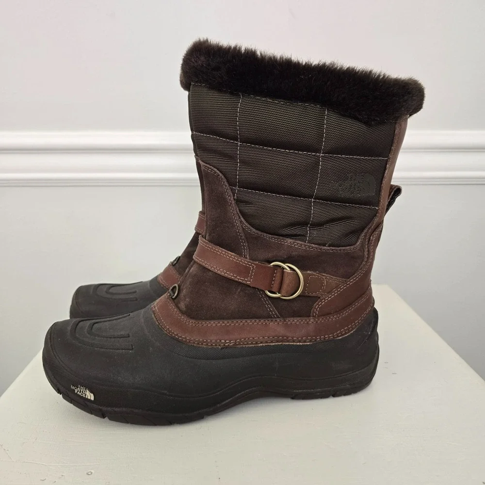 The North Face Women Chilkat III Waterproof Pull-On Boot 10 Brown Winter Outdoor